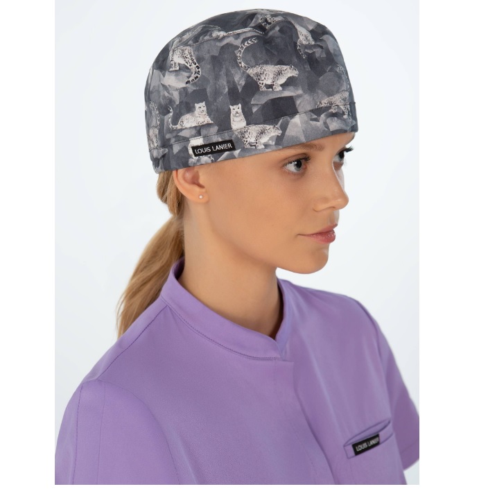 Czepki medyczne wielorazowe Louis Lanier Snow Leopard